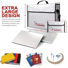 Fireproof Valuables Bag with Shoulder Strap