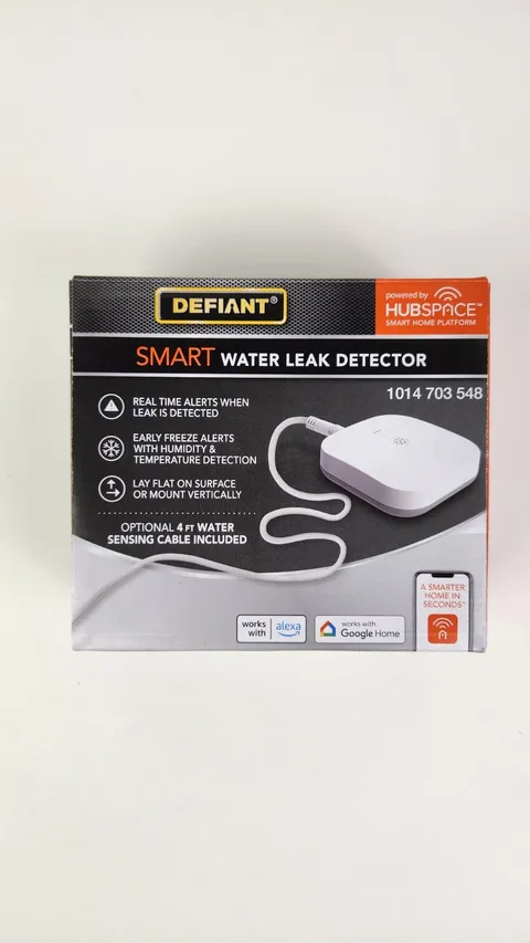 Defiant Smart Water Leak Detector Hubspace Powered Wi-Fi Bluetooth SWLZ20BWB NEW