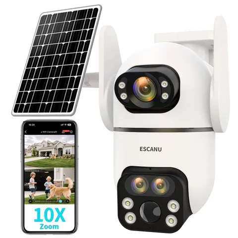 Three-Lens Security Camera Wireless Outdoor,2K 360° View Cameras for Home Sec...