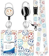 Plifal ID Badge Holder with Lanyard and Retractable Badge Reel Clip, Cute Fun...