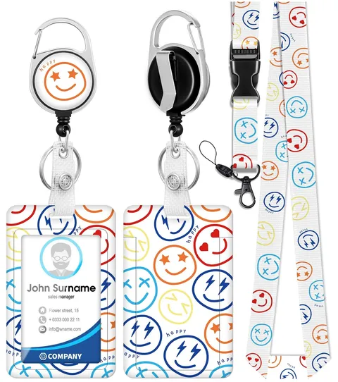 Plifal ID Badge Holder with Lanyard and Retractable Badge Reel Clip, Cute Fun...