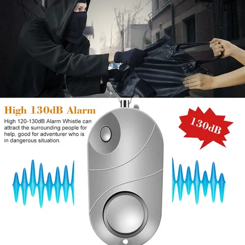 Personal Alarm 120-130dB LED Flashlight Keychain For Women Kids Elderly