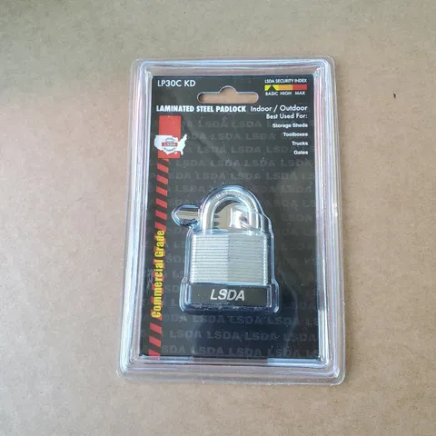 LSDA Laminated Steel Padlock No 025733 LP30C Gates Sheds Toolboxes Storage Ect