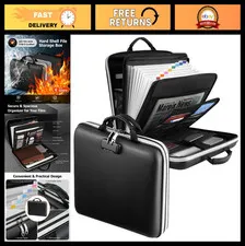 Fireproof File Organizer with Lock - Multi-Pocket Accordion Document Box, Safe S
