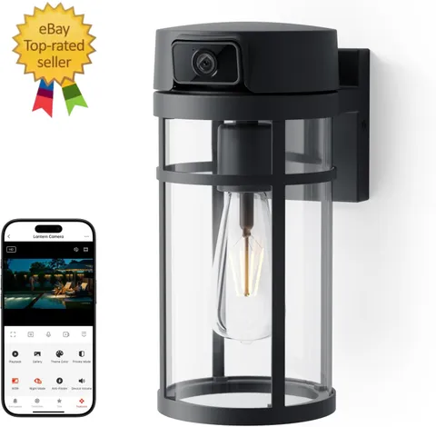Outdoor Porch Light Security Camera, Wall Lamp Cam, 2K HD Live View Wi-Fi Human