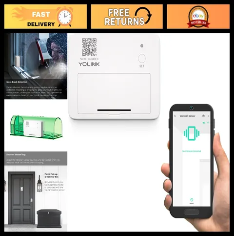 Smart Vibration Sensor - Shock, Glass Break, Tamper & Movement Detector, Alerts