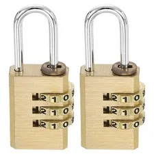 Brass Combination Lock 2.13", 2Pcs 3 Digit Resettable Combination Padlock Yellow