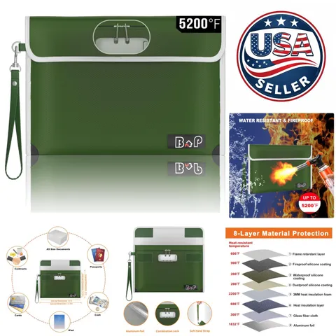 8-Layer Fireproof and Waterproof Bag with Lock - Essential Emergency Kit