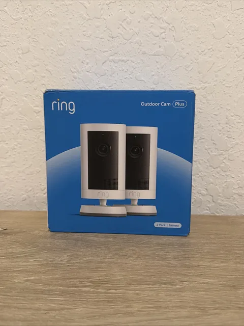 Ring Outdoor Cam Plus, 2 Pack White - Battery Powered - 2K Video
