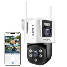 [Dual-CAM 180+° FOV] 6MP 2-in-1 WiFi 6 Home Security Camera with AI Tracking,...