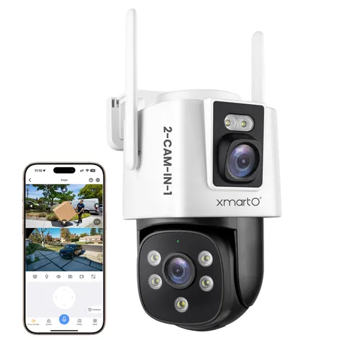 [Dual-CAM 180+° FOV] 6MP 2-in-1 WiFi 6 Home Security Camera with AI Tracking,...