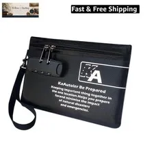 Small Fireproof Bag with Lock, Waterproof Money Bag with Zipper Pouch Envelop...