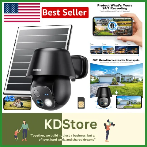24/7 Recording 4G Solar Security Camera - 2K Motion Detection, Waterproof Design