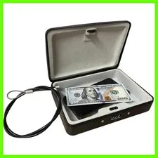 Water/Fire-Resistant Portable Security Case Lock Box Steel, Personal Travel S...