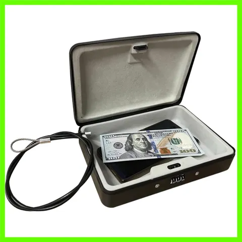 Water/Fire-Resistant Portable Security Case Lock Box Steel, Personal Travel S...