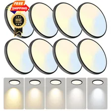 WKONCLDY 7.5Inch LED Ceiling Lights, 5 Colors Selectable 7.5in-8Pack, Black