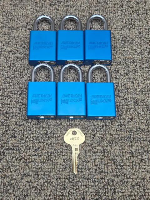 AMERICAN LOCK S1105KABLU2KS Anodized Aluminum Safety Padlock, Lot of 6