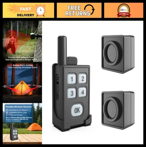 Portable Motion Sensor Trip Alarm - Wireless Outdoor Security System - 1 Receive