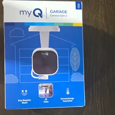 myQ Garage Camera Gen 2 2K Wi-Fi IP USB-C, Night Vision, 2-Way Talk White/Black