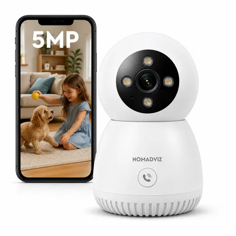 NomadVIZ E2 Pro 5MP Indoor Pan-Tilt Security Camera with One-Touch Call