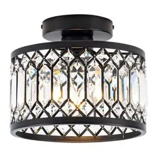 Rpzloila Crystal Ceiling Light Fixture, Modern Semi Flush Mount Black1