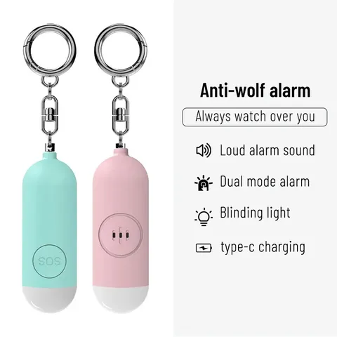 Self Defense Alarm LED Light Personal 130dB SOS Defense Safety Alarm Key Chain