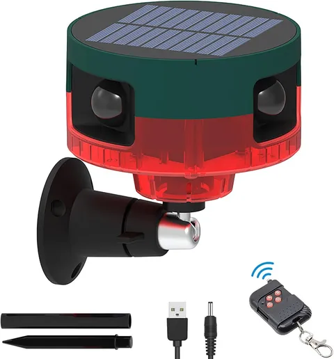 Solar Sensor Security Alarm Lights Outdoor, 360° Motion Detector LED Flashing St