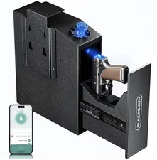 BLACKSMITH Biometric Handgun Safe Fingerprint w/ Backup Keys Black Metal Small