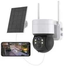 ECO4LIFE WI-FI 2304X1296 SMART OUTDOOR PTZ SECURITY CAMERA WITH SOLAR -  WHITE