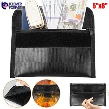Small Fireproof Bag 5"x8" Waterproof Money Pouch Document Cash Passport Storage