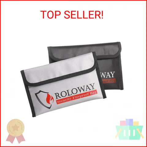 ROLOWAY Small Fireproof Bag (5 x 8 inches), Non-itchy Fireproof Money Bag for Ca