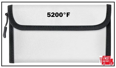 5200°F Fireproof Waterproof Document Bag Money Pouch 3 Layers Heat Insulated