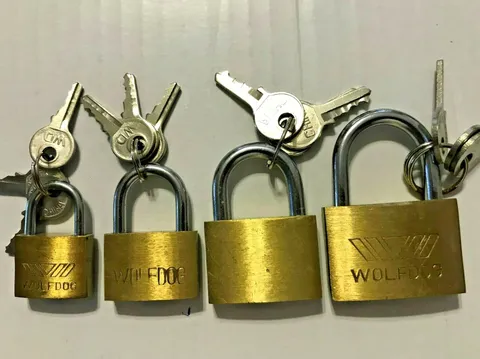 4 Pieces Small Metal Brass Padlock Mini With 3 Lock Keys Size 20,25,30,35 mm
