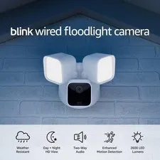 Blink Wired Floodlight Camera, Smart security camera, 2600 lumens, HD live view,