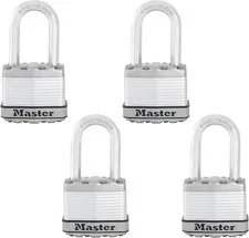 Master Lock M1XQLF Magnum Heavy Duty Outdoor Padlock with Key, 4 Pack