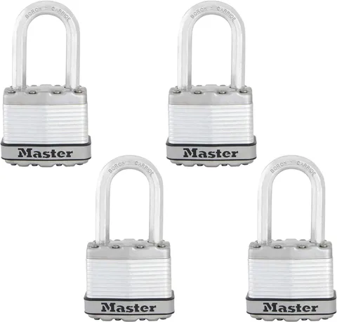 Master Lock M1XQLF Magnum Heavy Duty Outdoor Padlock with Key, 4 Pack