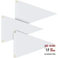 White Triangle Boat Flag - Nylon Pennant Flag - 12x18 Inch - 3 Pieces