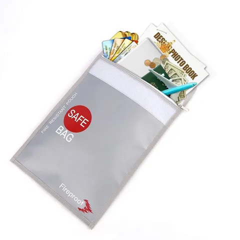 Fireproof Document Pouch 15" x 11" Money Safe - Fireproof Document Bag - Sili...