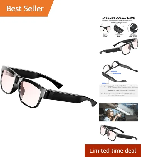 Smart Camera Glasses with 32G Memory for Outdoor Adventures - UV Protection