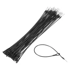 50Pcs Security Tags Lanyards Wire Loop (10", Black), Steel Wire Cable Loop
