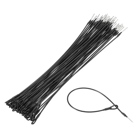 50Pcs Security Tags Lanyards Wire Loop (10", Black), Steel Wire Cable Loop
