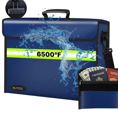 Fireproof Money Bags with Lock-6500°F Fireproof Document Box,10 Layers Insula...