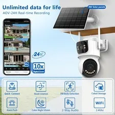 4G Solar Dual Lens Security Cam 4K AI Human Detect Two-Way Audio Starlight Full