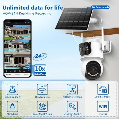 4G Solar Dual Lens Security Cam 4K AI Human Detect Two-Way Audio Starlight Full