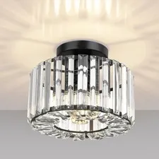 FRIDEKO HOME Crystal Ceiling Light - Black Small 7-Black-1pcs-9.05 inch