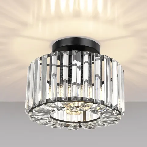 FRIDEKO HOME Crystal Ceiling Light - Black Small 7-Black-1pcs-9.05 inch