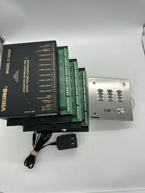 3x VIKING C-2000B DOOR/GATE AND ENTRY PHONE CONTROLLER W/ POWER SUPPLY & Speaker