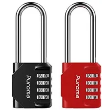 Puroma 4-Digit Combination Padlock, Weatherproof Outdoor Lock for Fence, Gate