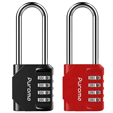 Puroma 4-Digit Combination Padlock, Weatherproof Outdoor Lock for Fence, Gate