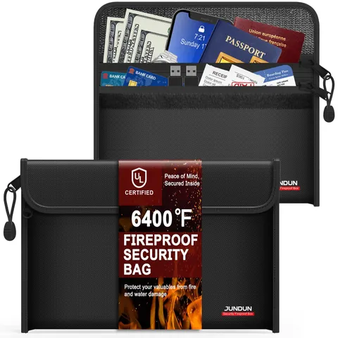 6400 Small Fireproof Money Cash Bag 12 Layers Dual Zippers 8.6x5.9 Inch 2 PCS